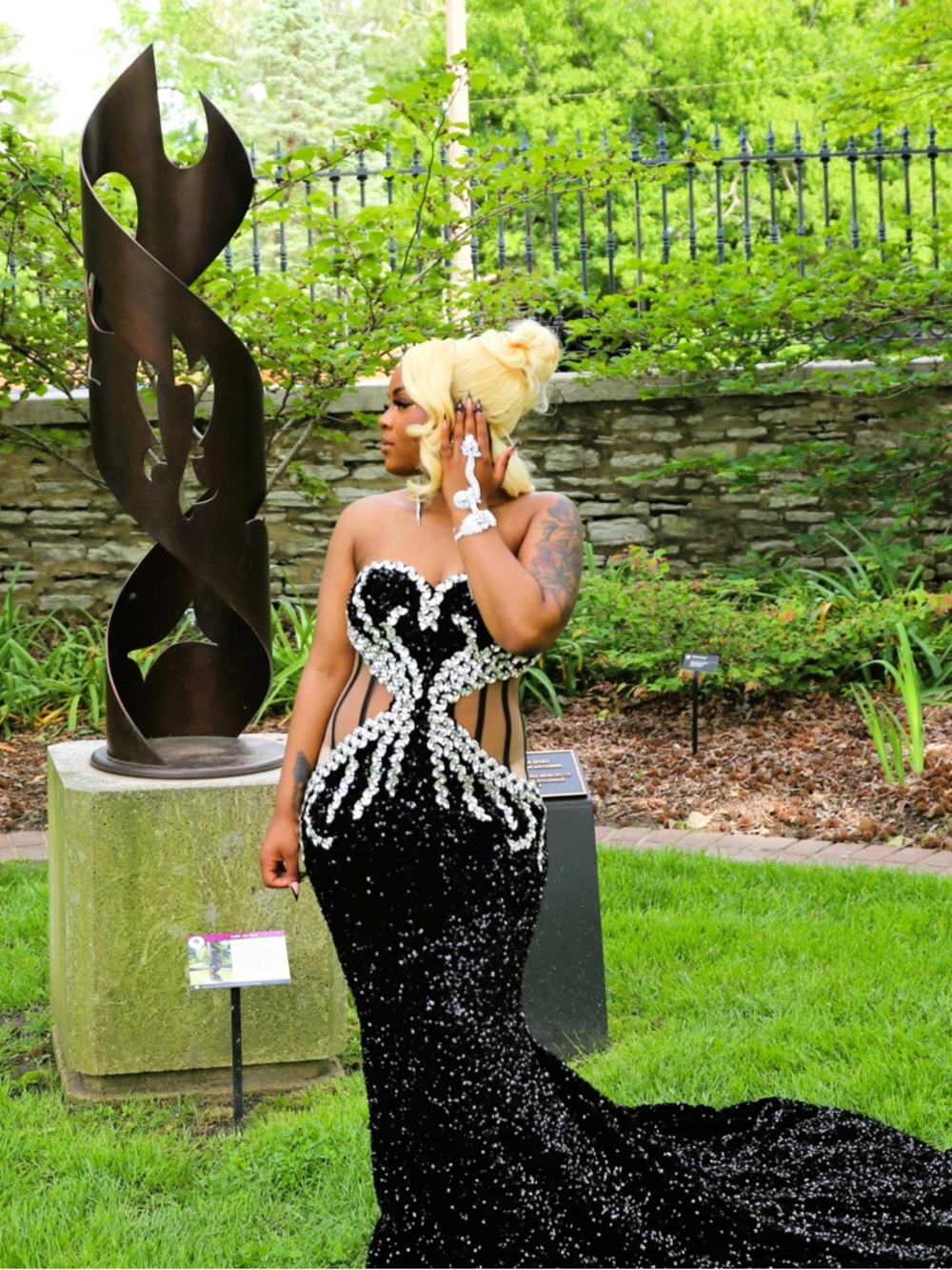 Strapless Black Sequin Mermaid Prom Dress with Pearl-Style Accents